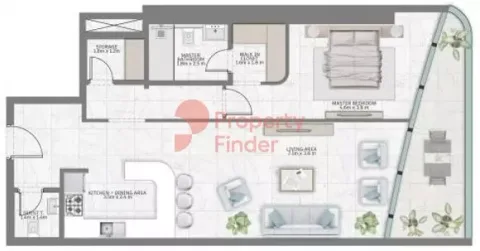 Floor plan, 1 Bed, 1,046 sq ft