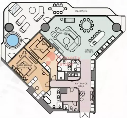 Floor plan, 2 Beds, 3,356 sq ft