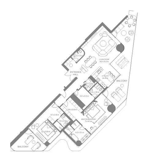 Floor plan, 2 Beds, 2,934 sq ft