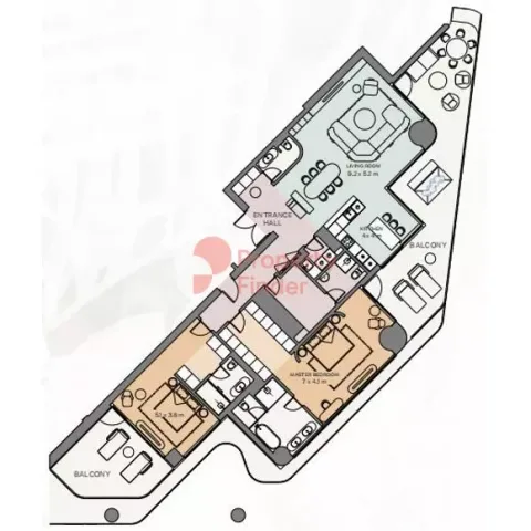 Floor plan, 2 Beds, 3,041 sq ft