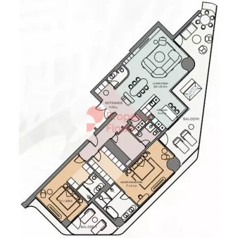 Floor plan, 2 Beds, 2,945 sq ft