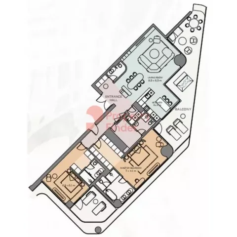 Floor plan, 2 Beds, 2,981 sq ft