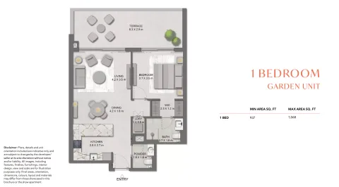 Floor plan, 1 Bed, 937 sq ft
