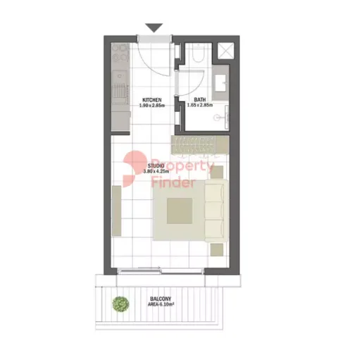 Floor plan, Studio, 398 sq ft