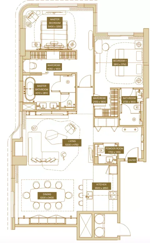 Floor plan, 2 Beds, 1,609 sq ft