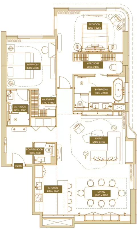 Floor plan, 2 Beds, 1,604 sq ft