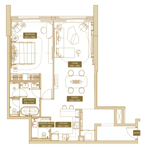 Floor plan, 1 Bed, 1,810 sq ft