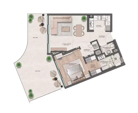 Floor plan, 1 Bed, 828 sq ft