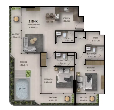 Floor plan, 2 Beds, 1,641 sq ft