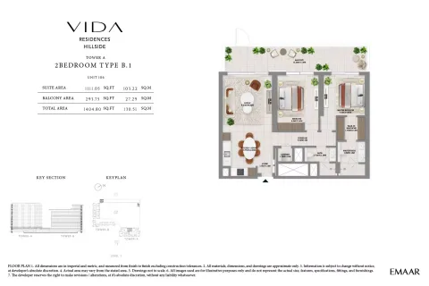Floor plan, 2 Beds, 1,404 sq ft