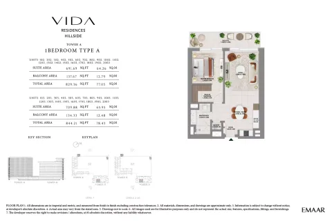 Floor plan, 1 Bed, 831 sq ft