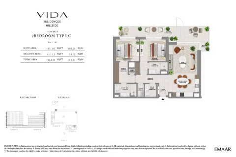 Floor plan, 2 Beds, 1,542 sq ft