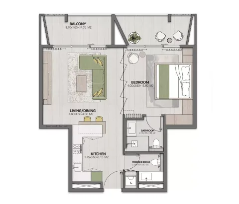 Floor plan, 1 Bed, 1,837 sq ft