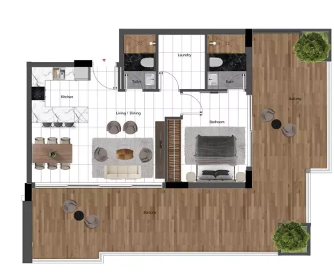 Floor plan, 1 Bed, 1,344 sq ft
