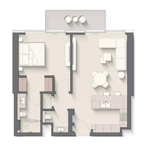 Floor plan, 1 Bed, 767 sq ft