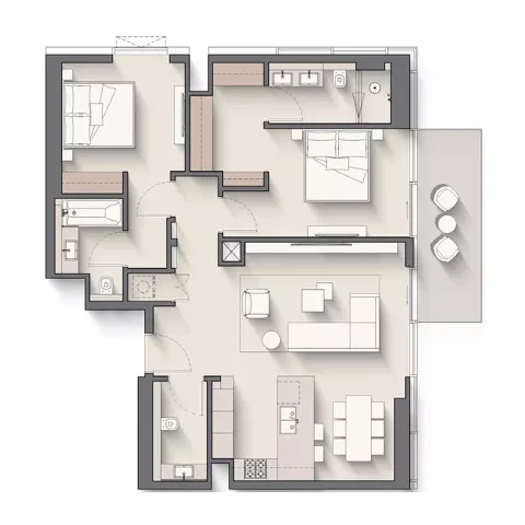 Floor plan, 2 Beds, 1,109 sq ft