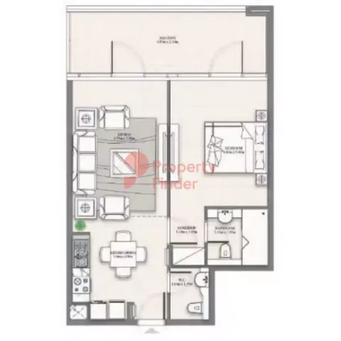 Floor plan, 1 Bed, 670 sq ft