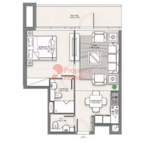 Floor plan, 1 Bed, 639 sq ft
