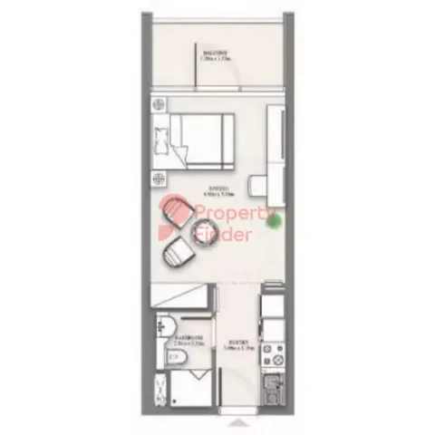 Floor plan, Studio, 360 sq ft