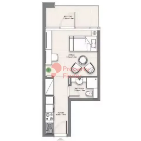 Floor plan, Studio, 361 sq ft
