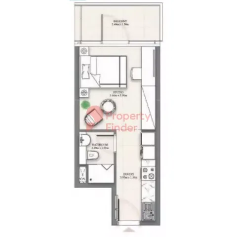 Floor plan, Studio, 372 sq ft