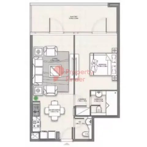 Floor plan, 1 Bed, 776 sq ft