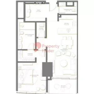 Floor plan, 1 Bed, 1,156 sq ft