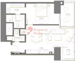 Floor plan, 1 Bed, 943 sq ft
