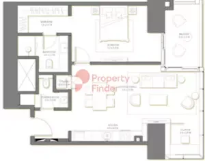 Floor plan, 1 Bed, 938 sq ft