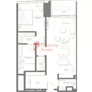 Floor plan, 1 Bed, 1,141 sq ft
