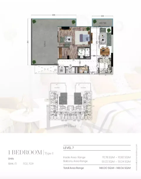 Floor plan, 1 Bed, 1,593 sq ft