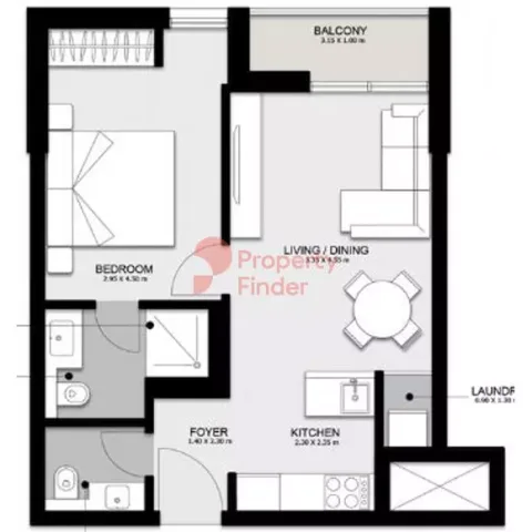 Floor plan, 1 Bed, 772 sq ft