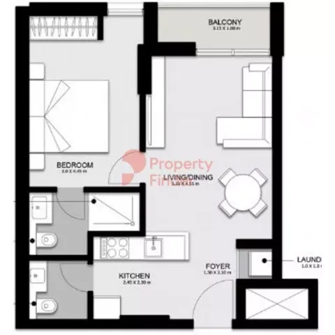 Floor plan, 1 Bed, 772 sq ft