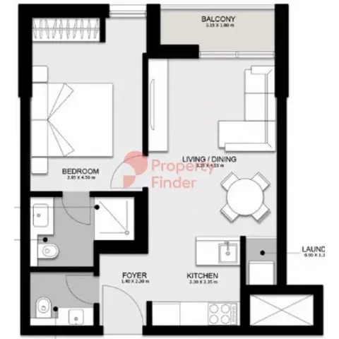 Floor plan, 1 Bed, 772 sq ft