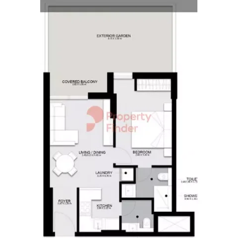 Floor plan, 1 Bed, 772 sq ft