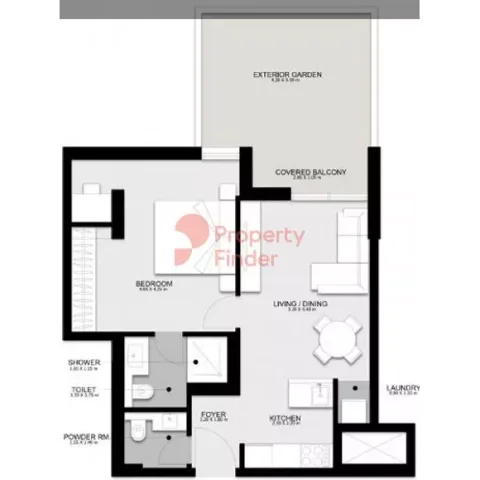Floor plan, 1 Bed, 772 sq ft