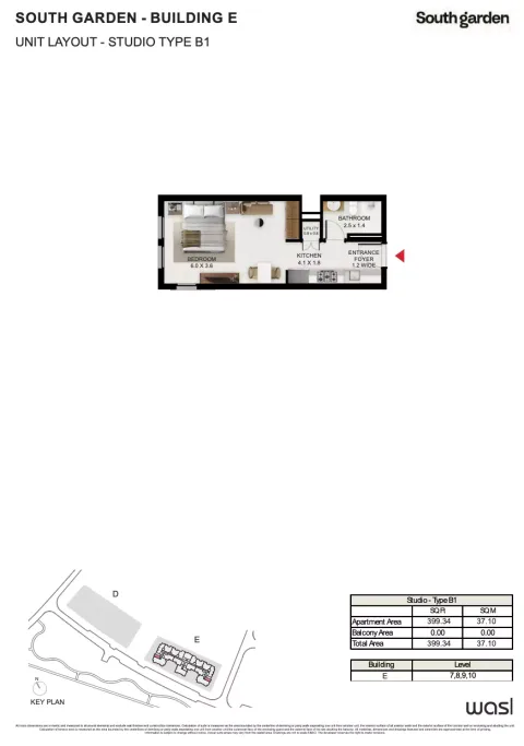 Floor plan, Studio, 399 sq ft