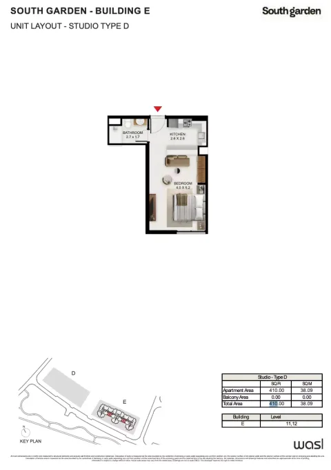 Floor plan, Studio, 410 sq ft