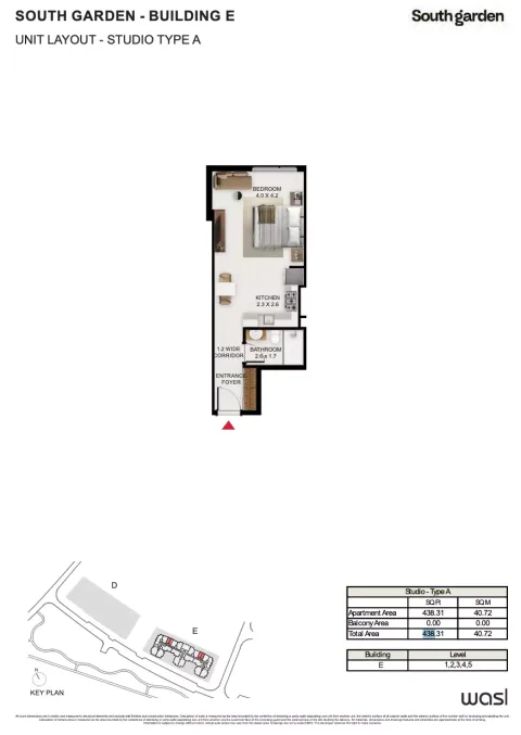 Floor plan, Studio, 438 sq ft