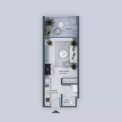 Floor plan, Studio, 392 sq ft