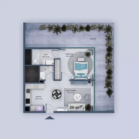 Floor plan, 1 Bed, 660 sq ft