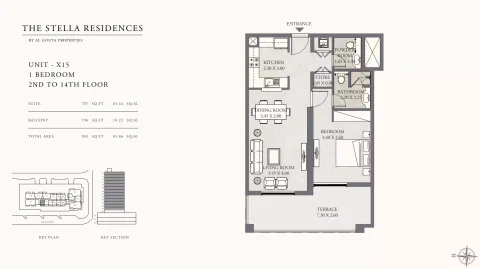 Floor plan, 1 Bed, 903 sq ft
