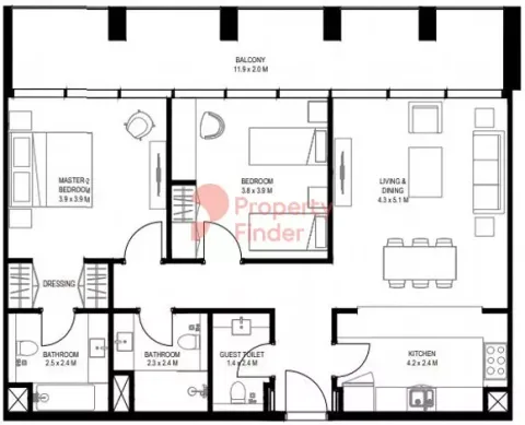 Floor plan, 2 Beds, 1,314 sq ft