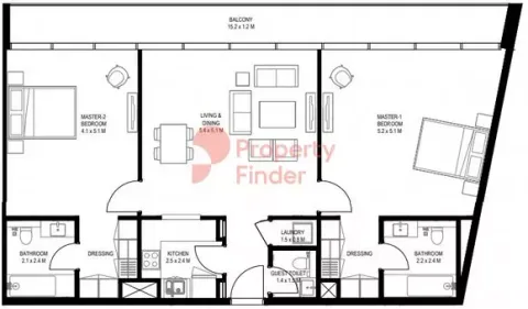 Floor plan, 2 Beds, 1,475 sq ft