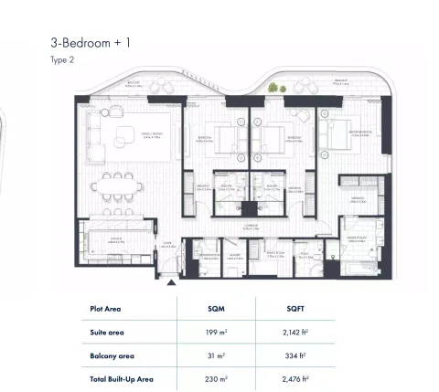 Floor plan, 3 Beds, 2,476 sq ft