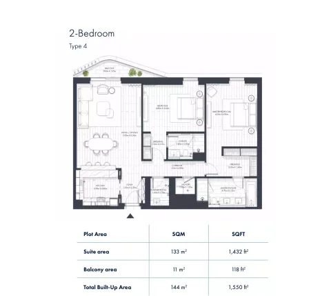 Floor plan, 2 Beds, 1,550 sq ft