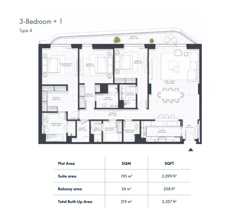 Floor plan, 3 Beds, 2,357 sq ft