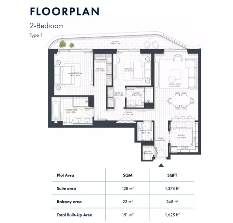 Floor plan, 2 Beds, 1,625 sq ft