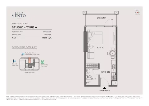 Floor plan, Studio, 476 sq ft