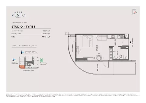 Floor plan, Studio, 741 sq ft